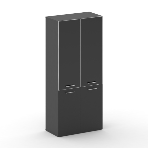 Шкаф широкий высокий Cross CRF.ST-101 white (896x460x2000) (Черный F-Базальт UM-Лакобель черный)