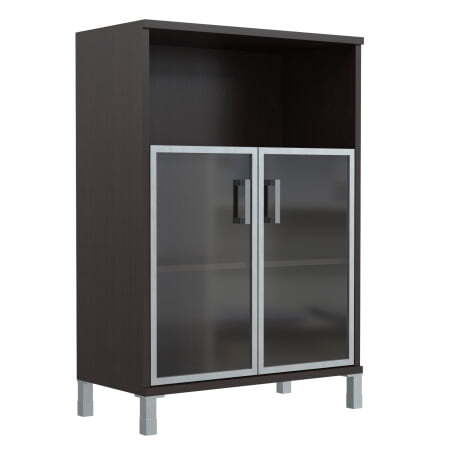 Шкаф 3 уровня, широкий, стекло в AL раме Born B-420.4 900x450x1286 (Венге Магия)