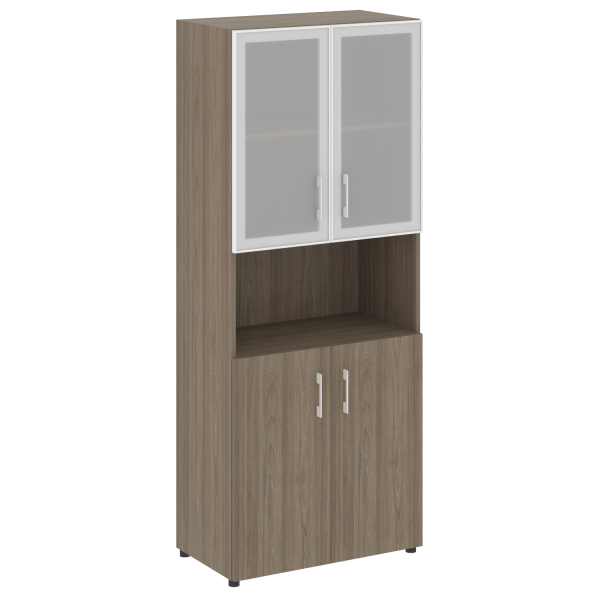 Шкаф комбинированный со стеклом в алюминиевой раме нужен топ LT.ST 1.4R 800x450x1990 (Вяз Благородный)