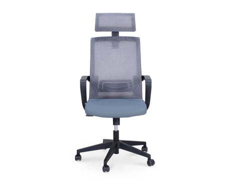 Кресло офисное / Интер / база нейлон / черный пластик / серая сетка / серая ткань (Серый)