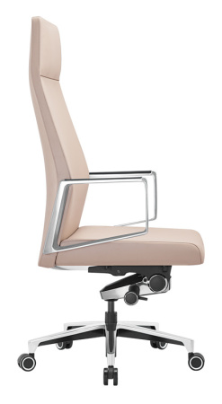 Кресло руководителя _JONS бежевый кожа крестов. алюминий (Бежевый)