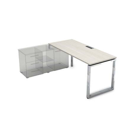 Стол рабочий, прямолинейный, левый Gloss НСТЛ-О.974  1600x700x750 (IvoryХром)