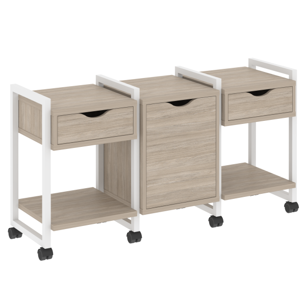 Тумба на колесных опорах наборная VR.L-TN-6.K 1440x460x767 (Дуб Аттик/Белый металл)