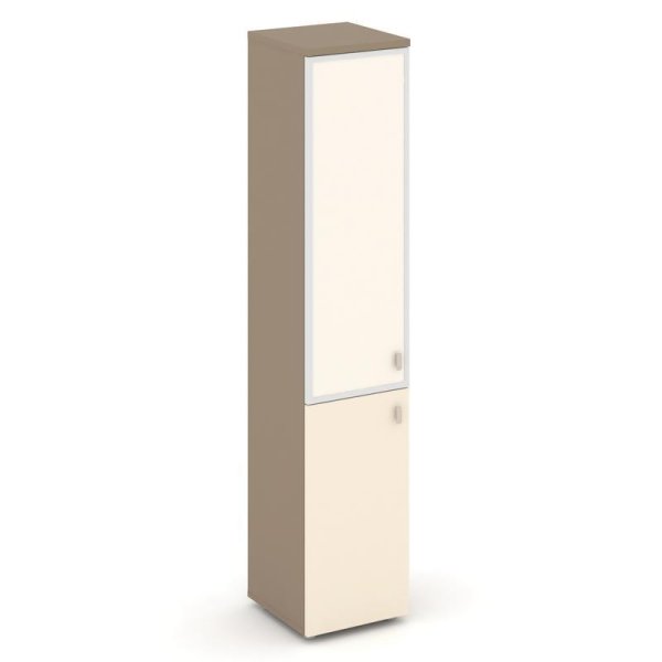 Шкаф высокий узкий левый ES.SU-1.2R (L) I (400х420х1977) (Латте/Сатин/Лакобель ivory)