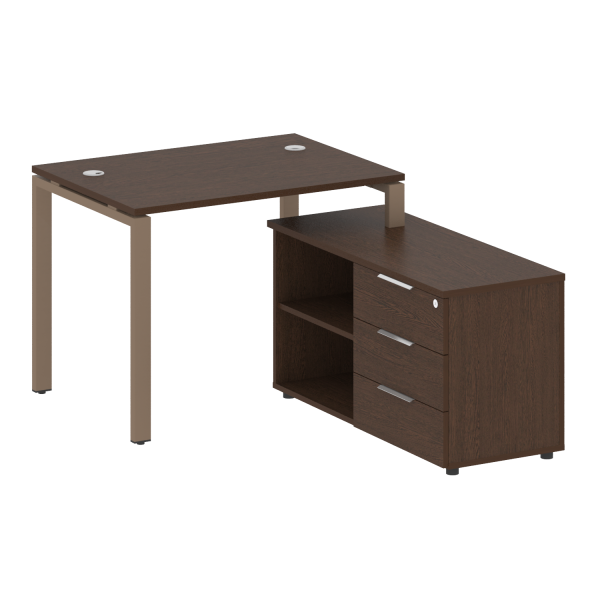 Рабочая станция с опорной тумбой правая Metal System Style БП.РС-СТС-2.1 Пр 1100x1520x750 (Венге Цаво/Мокко металл)