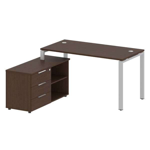 Рабочая станция с опорной тумбой левая Metal System Style БП.РС-СТС-2.3 Л 1500x1520x750 (Венге Цаво/Серый металл)