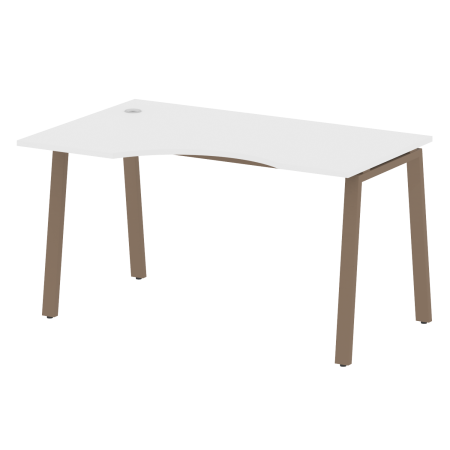 Стол криволинейный левый Metal System Style БА.СА-2 Л 1400x900x750 (Белый/Мокко металл)