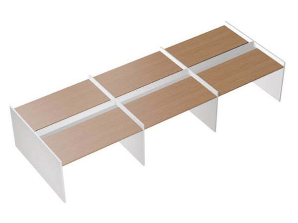 Рабочая станция на опорах ДСП (6х120) с ProSystem Profiquadro КВ 1401-3 БВ 3700x1570x835 (Белый премиум / Вишня скандинавская)