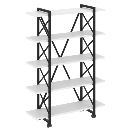 Стеллаж на колесных опорах-5 полок VR.L-MST.K-5.8V 1200x400x1704 (Белый Бриллиант/Черный металл)