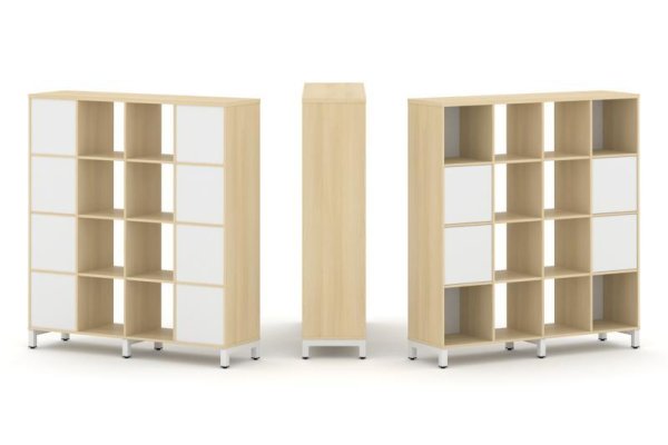 Набор стеллажа 1 сторонний, 4 яруса SN.NS-441 (1488х400х1615) (Акация Лорка/Белый/Металл Белый)