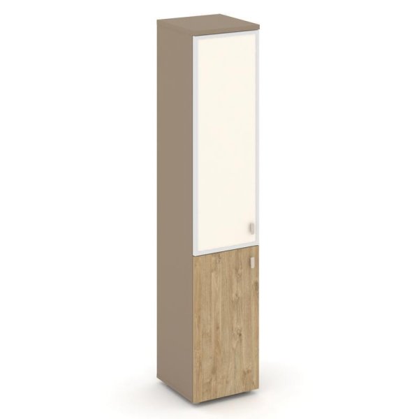 Шкаф высокий узкий левый ES.SU-1.2R (L) I (400х420х1977) (Латте/Тиквуд Светлый/Лакобель ivory)