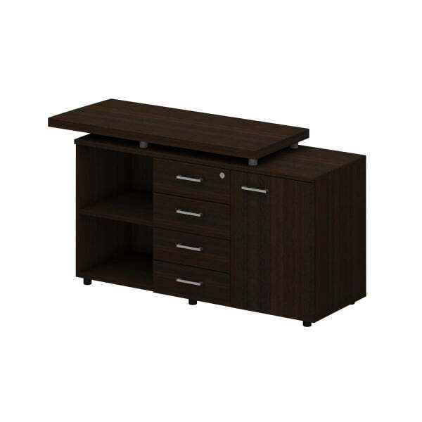 Брифинг-приставка на опорной тумбе под оргтехнику правая Талант 263 1500x450x750 (Венге тёмный)