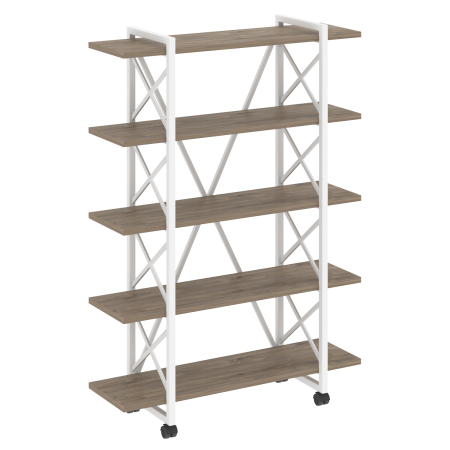 Стеллаж на колесных опорах-5 полок VR.L-MST.K-5.8V 1200x400x1704 (Тиквуд Темный/Белый металл)