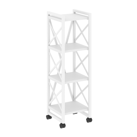 Стеллаж на колесных опорах-4 полки VR.L-MST.K-4.4 400x400x1334 (Белый Бриллиант/Белый металл)