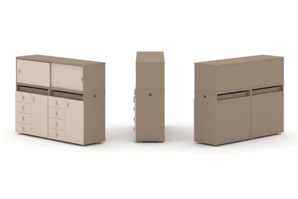 Тумба двойная + низкая надставка ES.NB.2N-4 (1500х410х1135) (Латте/Капучино)