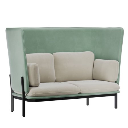 Диван двухместный с высокой спинкой STA-02 (Velutto 13/Velutto 14/Металл Черный)