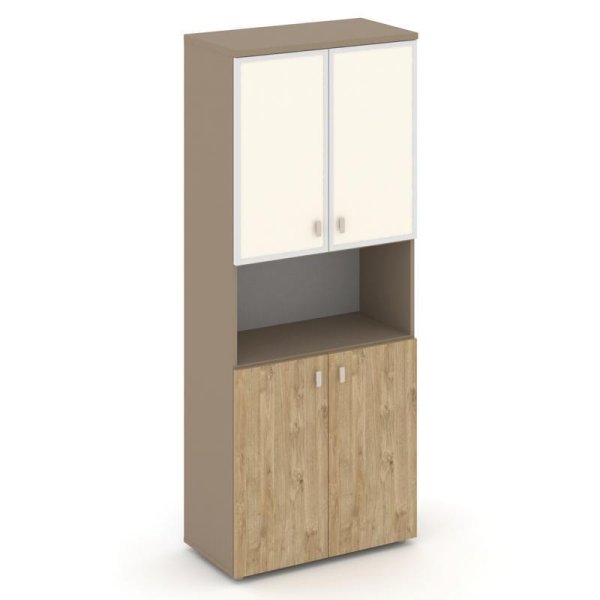 Шкаф высокий широкий ES.ST-1.4R I (800х420х1977) (Латте/Тиквуд Светлый/Лакобель ivory)