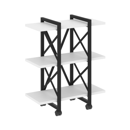 Стеллаж на колесных опорах-3 полки VR.L-MST.K-3.4V 800x400x968 (Белый Бриллиант/Черный металл)