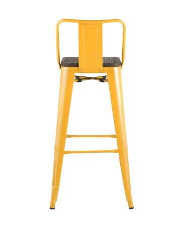 Стул барный TOLIX WOOD со спинкой желтый (Стул барный Tolix желтый глянцевый, темное дерево)
