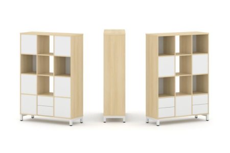 Набор стеллажа 2-х сторонний, 4 яруса SN.NSD-431 (1121х400х1615) (Акация Лорка/Белый/Металл Белый)