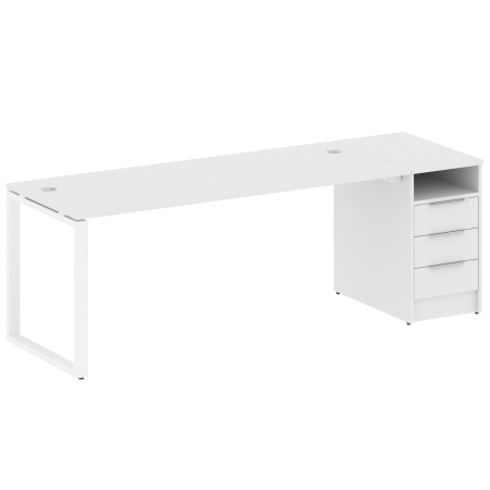 Рабочая станция Metal System Style БО.РС-СТП-1.5 2212x720x750 (Белый/Белый металл)