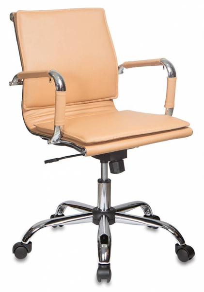 Кресло руководителя CH-993-Low светло-коричневый эко.кожа низк.спин. крестов. металл хром (Светло-коричневый)