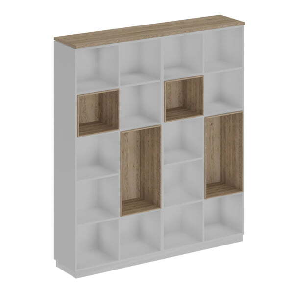 Стеллаж высокий City СИ 303 1802x400x2034 (Дуб гладстоун светлый / Белый премиум)