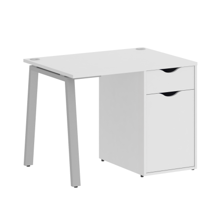 Стол письменный VR.SP-3-98.1.A 980x720x750 (Белый/Серый Металл)