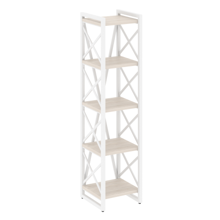 Стеллаж на регулируемых опорах-5 полок VR.L-MST.O-5.4 400x400x1650 (Денвер Светлый/Белый металл)