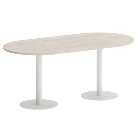 Стол овальный VR.SP-5-180.1 1800x900x750 (Денвер Светлый/Белый Металл)