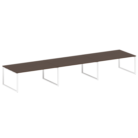 Переговорный стол 3 столешницы Metal System Style БО.ПРГ-3.5 5400x1235x750 (Венге Цаво/Белый металл)