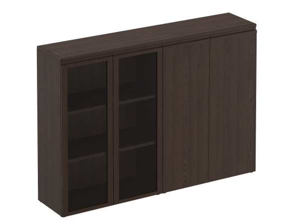 Шкаф средний комбинированный со стеклом закрытый Mark МК 322 1804x404x1270 (Дуб валенсия)