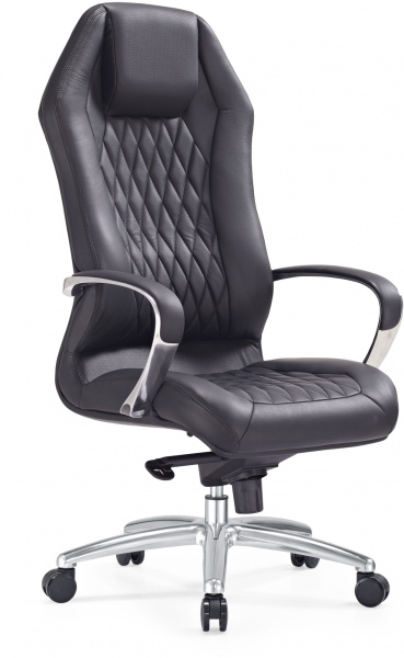 Кресло руководителя _Aura черный кожа крестов. алюминий (Черный)