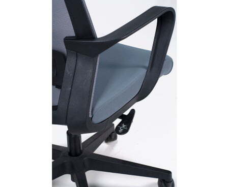 Кресло офисное / Интер / база нейлон / черный пластик / серая сетка / серая ткань (Серый)