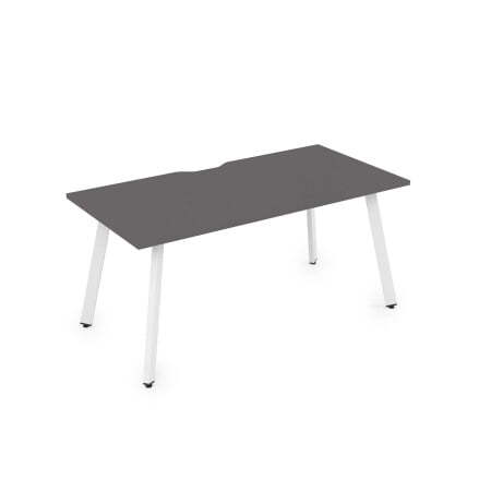 10СРВ.084 Стол рабочий с вырезом, прямолинейный (1600x800x750) (Graphit/Белый металл)