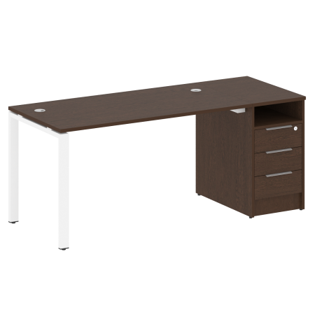 Рабочая станция с опорной тумбой Metal System Style БП.РС-СТП-1.3 1812x720x750 (Венге Цаво/Белый металл)