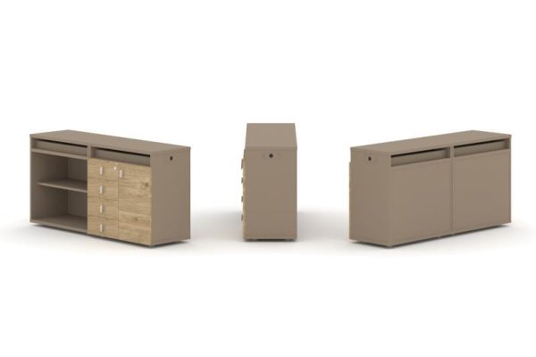 Тумба двойная + топ ES.NB.2T-4 (1500х410х750) (Латте/Тиквуд Светлый)