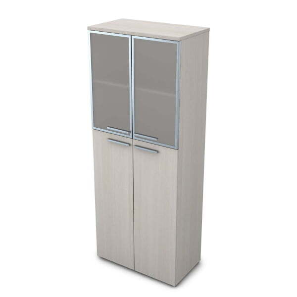 9Ш.005.18 Шкаф высокий со стеклом (800x450x2045) (Ivory)