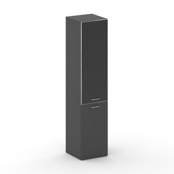 Шкаф узкий высокий правый Fresco FRU.SU-101 (R) black (450x460x2000) (Базальт UM-Лакобель Черный-Лакобель Черный | Хром)