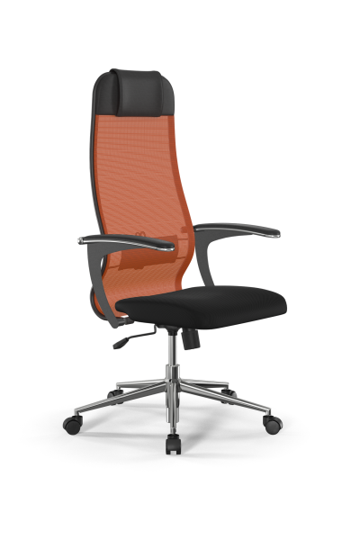 Кресло для руководителя Метта Sit 10 B1-111U - X2+UMF(X1) /Ub00/Wh00/U0mL-b(M09.B23.G18.W01) (Черный | Оранжевый)