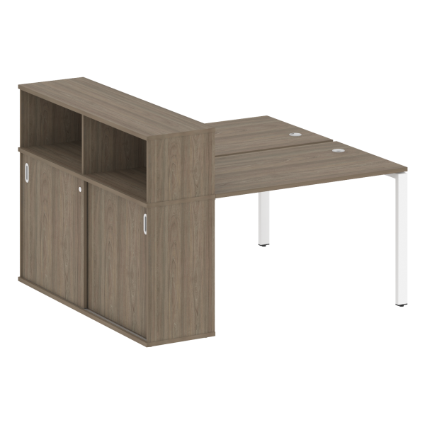 Рабочая станция с опорным шкафом-купе Metal System Style БП.РС-СШК-2.2 1610x1475x1098 (Вяз/Белый металл)