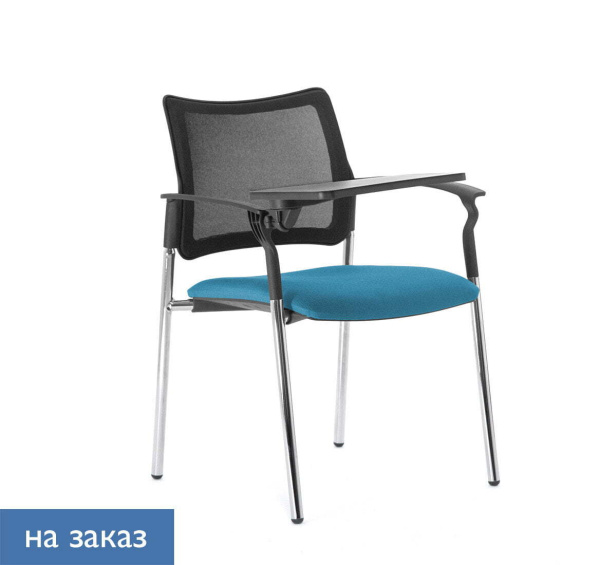 PINKO-MESH Кресло на 4-х опорах со столиком и подлокотниками (Черный/Голубой)