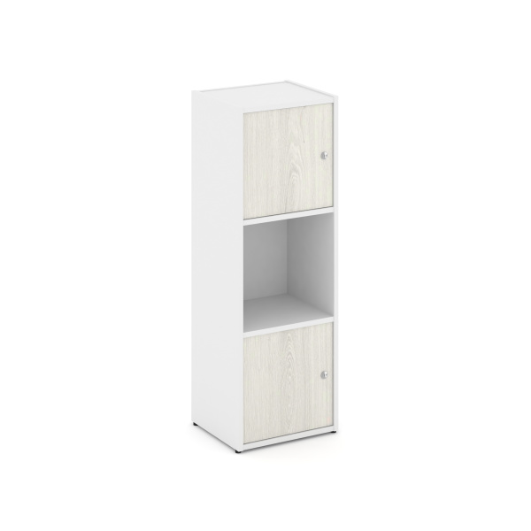 Стеллаж Locker Plus LK.K-001 408x350x1203 (Белый | Дуб Наварра)