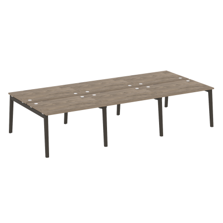 Рабочая станция на деревянных опорах Onix Wood OW.D.RS-6.2.8 3540x1635x750 (Тиквуд Темный/Дуб Темный)