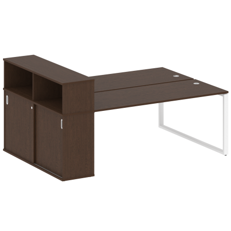 Рабочая станция с шкафом-купе на О-образном м/к Metal System Style БО.РС-СШК-2.5 Т 2210x1475x1098 (Венге Цаво/Белый металл)