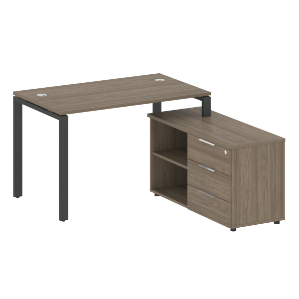 Рабочая станция с опорной тумбой правая Metal System Style БП.РС-СТС-2.2 Пр 1300x1520x750 (Вяз/Антрацит металл)