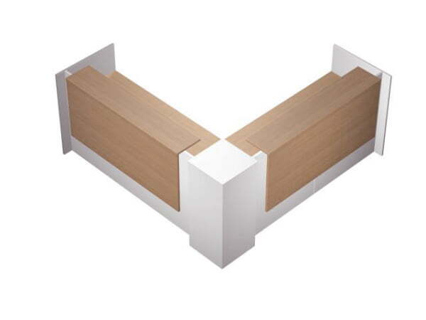 Стойка ресепшн угловая с 2-мя вырезами левая PROFIQUADRO КВ 0812 2507x2507x1164 (Белый премиум / Вишня скандинавская)