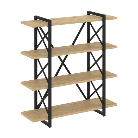 Стеллаж на регулируемых опорах-4 полки VR.L-MST.O-4.8V 1200x400x1280 (Тиквуд Светлый/Черный металл)