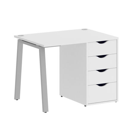 Стол письменный VR.SP-3-98.4.A 980x720x750 (Белый Бриллиант/Серый Металл)