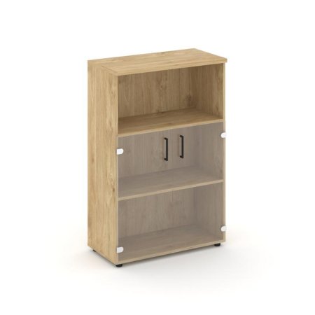 Шкаф средний широкий SN.STS.E-202 (796х400х1203) (Тиквуд Светлый/Прозрачный)